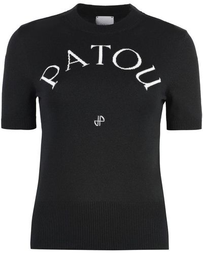 Patou Logo Knitted T-Shirt - Black