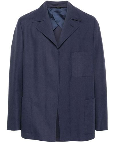 Fendi Single-Breasted Jacket With No Visible External Buttons - Blue