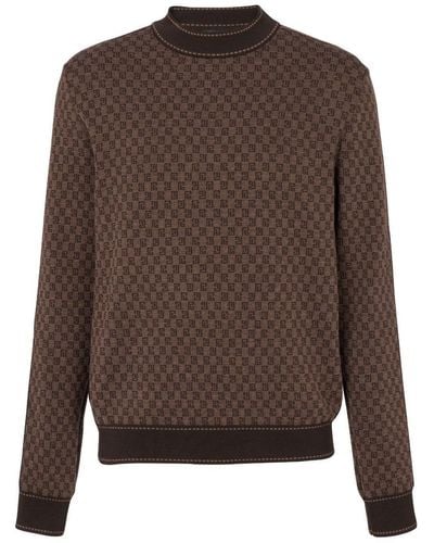 Balmain Mini Monogram Jacquard Sweater - Brown