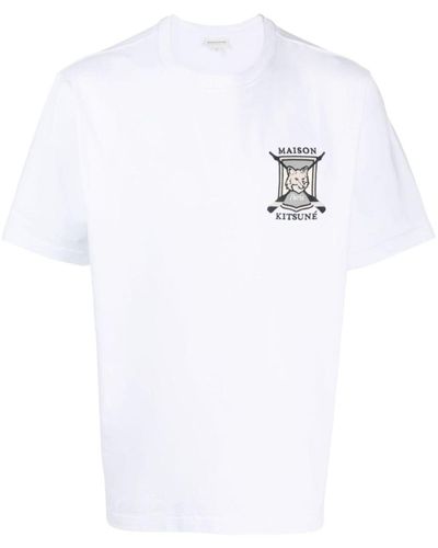 Maison Kitsuné University Fox-embroidered Cotton T-shirt - White