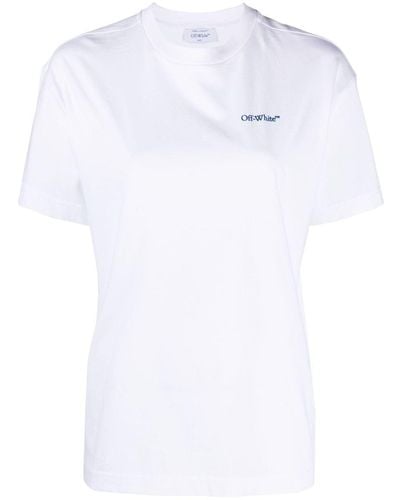 Off-White c/o Virgil Abloh Diag-stripe Embroidered Cotton T-shirt - White