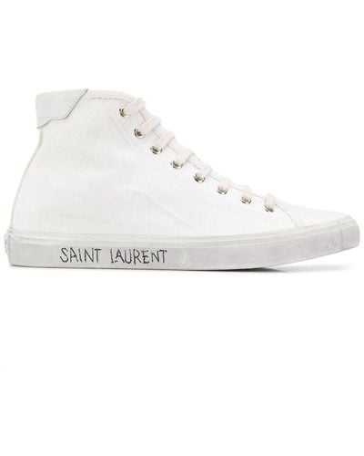Saint Laurent Malibu High-top Canvas Sneakers - White