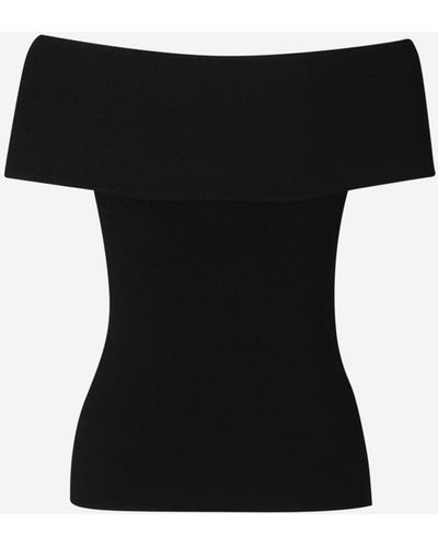 Totême Open Shoulder Knitted Top - Black