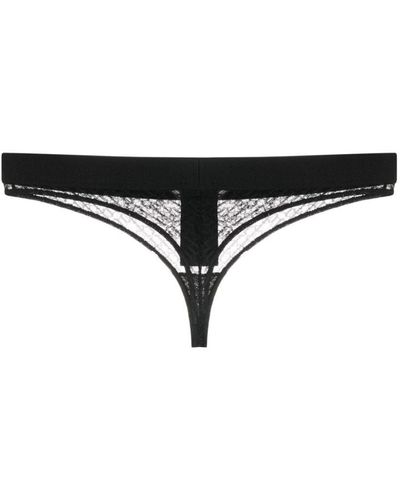 Palm Angels Logo-waistband Lace Thong - Black