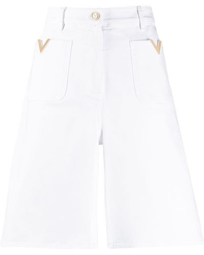 Valentino Vgold High-waisted Shorts - White