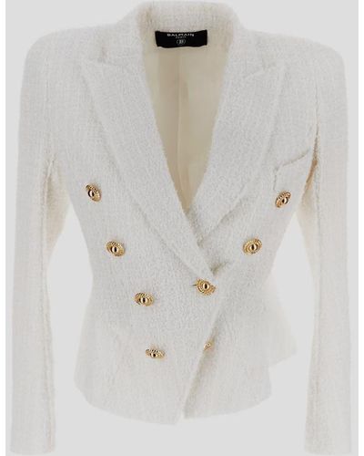 Balmain Double Breasted Jacket - White