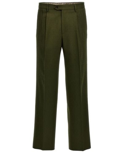Etro Jacquard Wool Trousers - Green