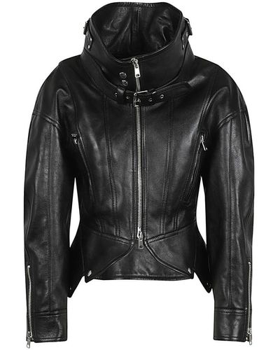 Alexander McQueen Leather Biker Jacket - Black