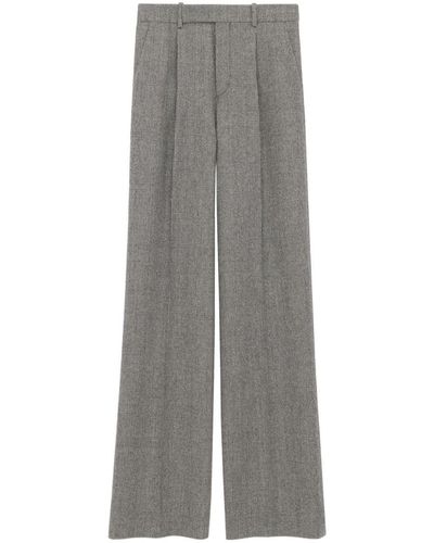 Saint Laurent Flared Wool Pants - Gray