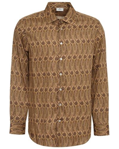 Etro Printed Cotton Shirt - Brown