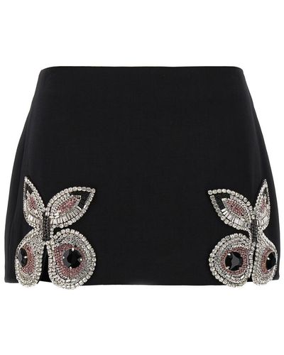 Area Embroidered Butterfly Mini Skirts Black