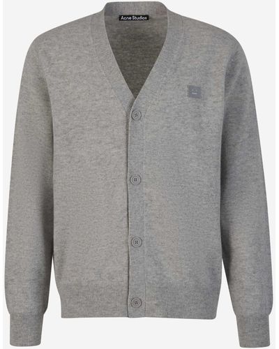 Acne Studios Logo Wool Cardigan - Grey