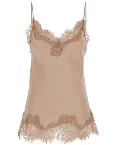 Gold Hawk 'coco' Beige Camie Top With Tonal Lace Trim In Silk Woman - Natural