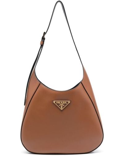 Prada Cleo Medium Leather Shoulder Bag - Brown