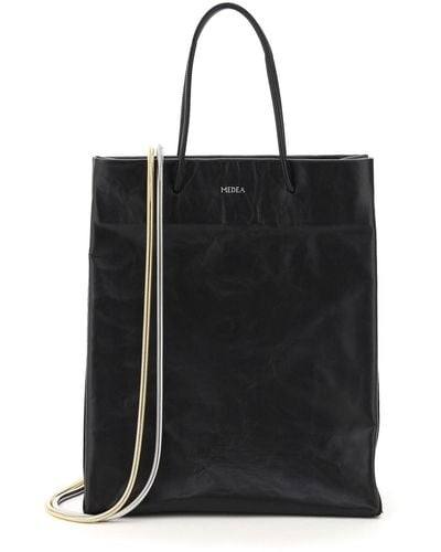 MEDEA Busted Tall Leather Tote - Black