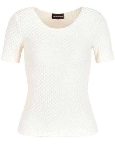 Emporio Armani Knitted Trim Top - White