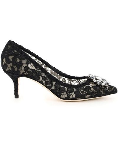 Dolce & Gabbana Charmant Lace Bellucci Court Shoes - Black
