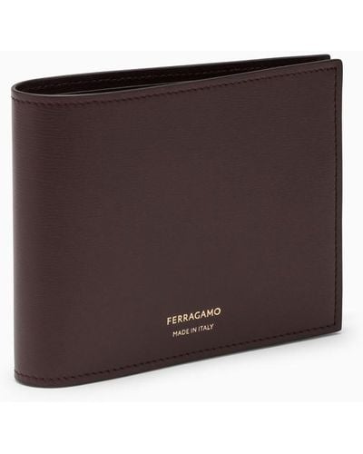 Ferragamo Bordeaux Leather Wallet With Logo - Brown