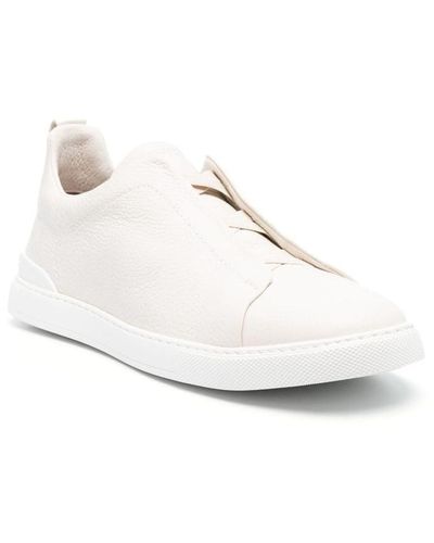 Zegna Triple Stitch Slip-on Sneakers - White