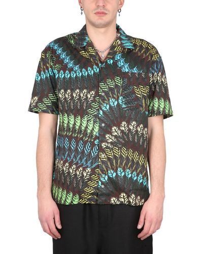 Marcelo Burlon Aop Feathers Hawaii Shirt - Green