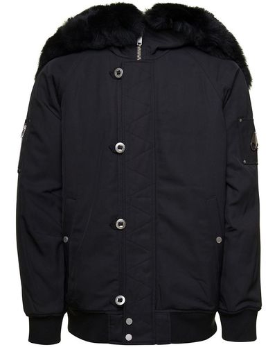 Moose Knuckles Zipped All The Way Jacket With Logo Patch - Black