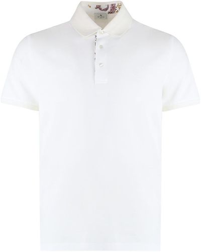 Etro Short Sleeve Cotton Polo Shirt - White