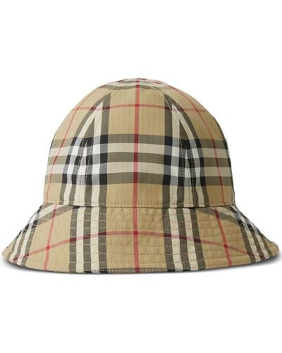 Burberry Check Motif Nylon Bucket Hat - Natural
