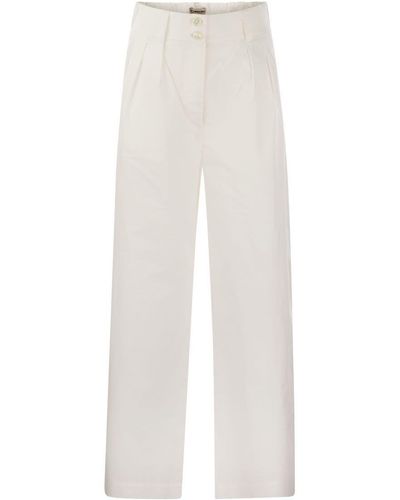 Woolrich Cotton Pleated Pants - White