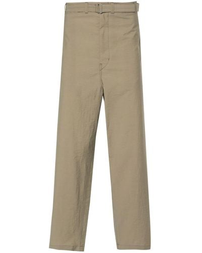Lemaire Cotton Belted Carrot Pants - Natural