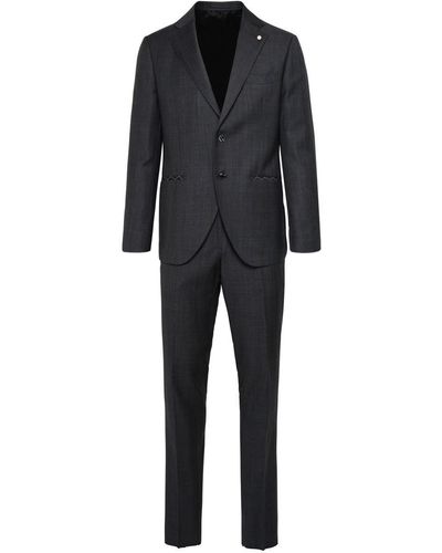 Luigi Bianchi Gray Wool Suit - Black