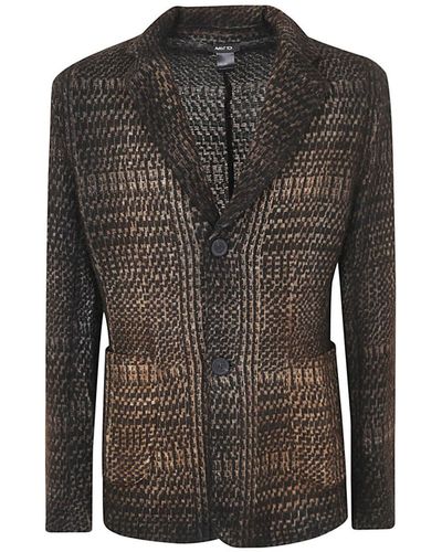 Avant Toi Prince Of Wales Jacquard Rever Jacket With Shadows Clothing - Grey