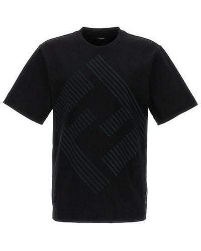 Fendi Embroidered Oversized Logo T Shirt. - Black