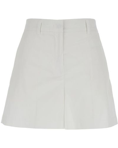Plain Shorts With Belt Loops - White