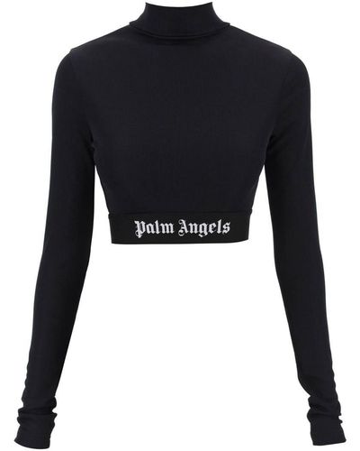 Palm Angels Logo Band Cropped Top - Black