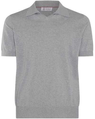 Brunello Cucinelli Grey Cotton Polo Shirt