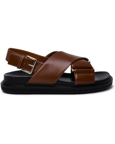 Marni Leather Fussbett Sandals - Brown
