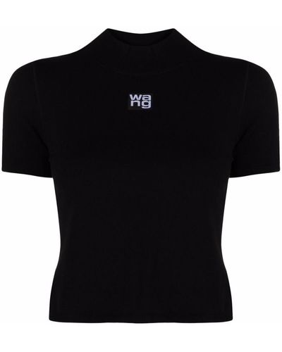 Alexander Wang Women High Neck Logo Top Black