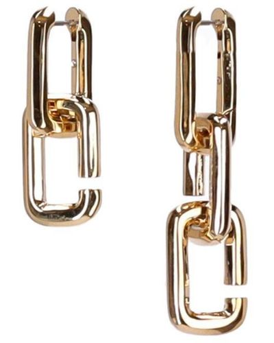 Marc Jacobs The J Marc Chain Gold Earrings - White