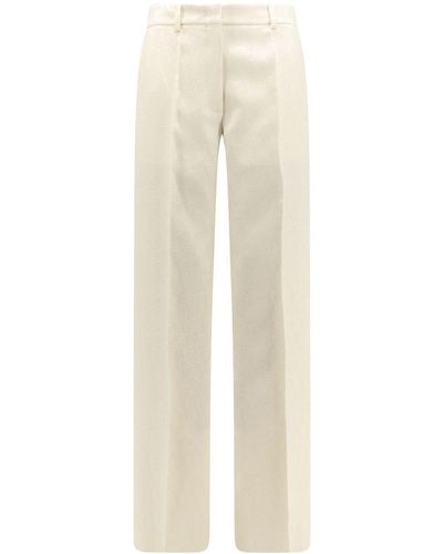 Valentino Toile Iconographe Wool And Silk Blend Trousers - Natural