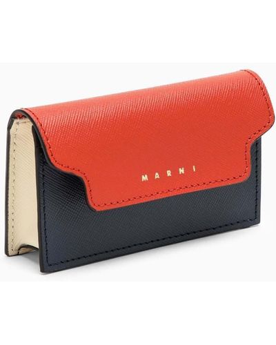 Marni Red/blue Leather Business Card Holder