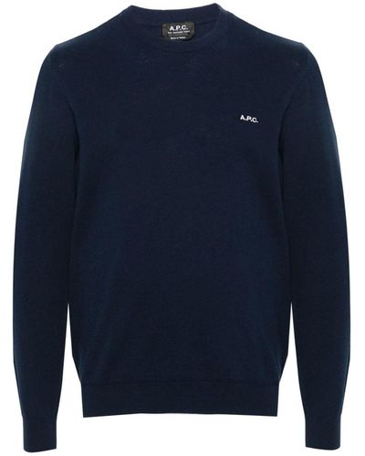 A.P.C. Logo Cotton Sweater - Blue