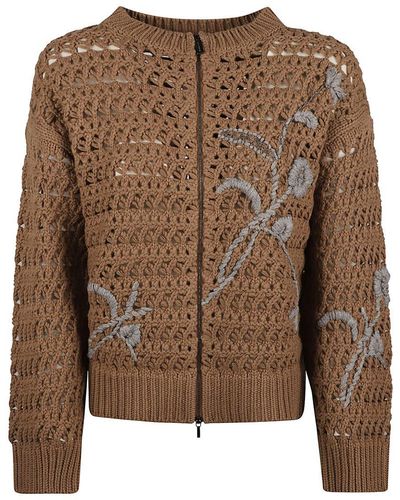 Fabiana Filippi Zip Knitted Cardigan - Brown