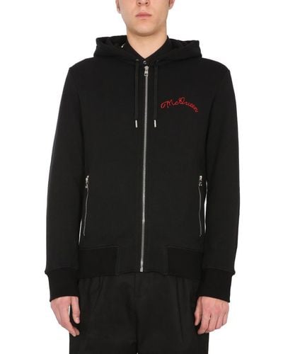 Alexander McQueen Hooded Sweatshirt With Zip - Black