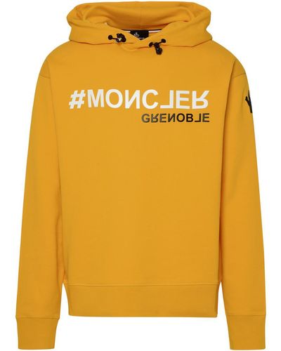 3 MONCLER GRENOBLE Logo Printed Drawstring Hoodie - Yellow