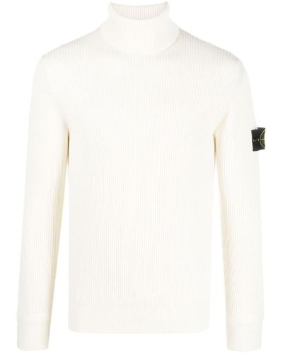 Stone Island Compass-patch Roll-neck Sweater - White