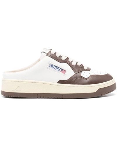 Autry 'medalist' Low Mule In Panelled Leather - White