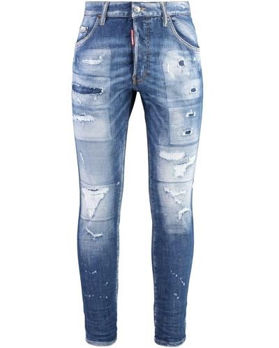 DSquared² Destroyed Slim Fit Jeans - Blue