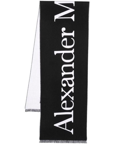Alexander McQueen Intarsia-knit Logo Scarf - Black