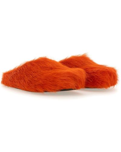 Marni Fussbett Faux-Fur Slippers - Orange