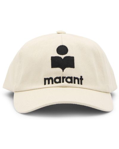 Isabel Marant Cream And Black Cotton Baseball Cap - Natural